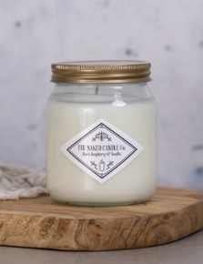 The Naked Candle Co Black Raspberry & Vanilla soy candle with sweet berry, vanilla and soft musk notes.