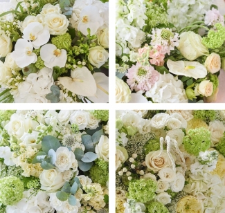 Luxury pastel hand tied bouquet with florist’s choice seasonal florals in soft neutral summer tones by Flowers by Bethany Leigh florist.